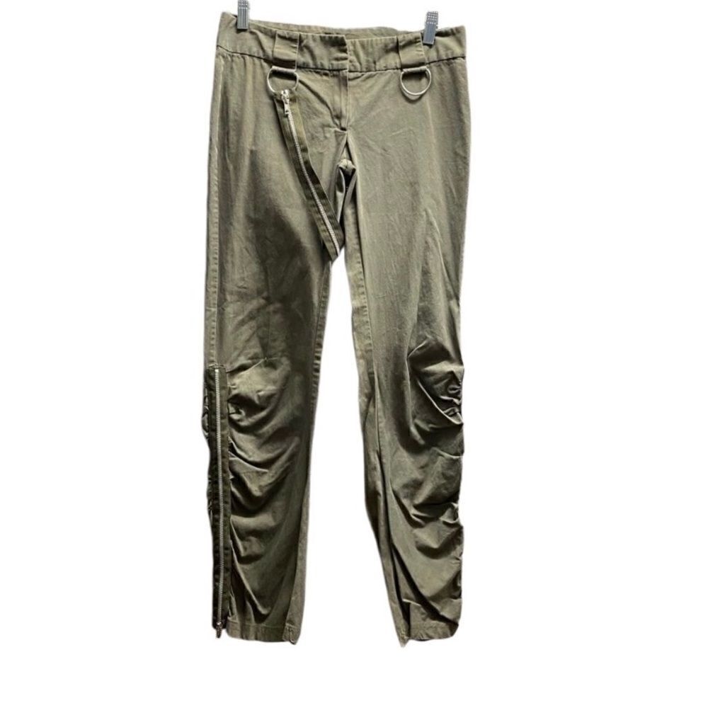 follies Paris womans Sage Green zipper hanging detail side zipper down legs